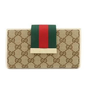 Gucci Sherry GG Canvas Leather Long Wallet Continental Wallet